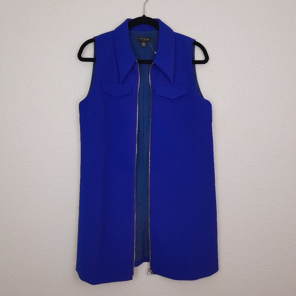 Ted Baker Elrosad 60s Aline Shift Dress Blue Full Zip Front Size 2 - Picture 5 of 9